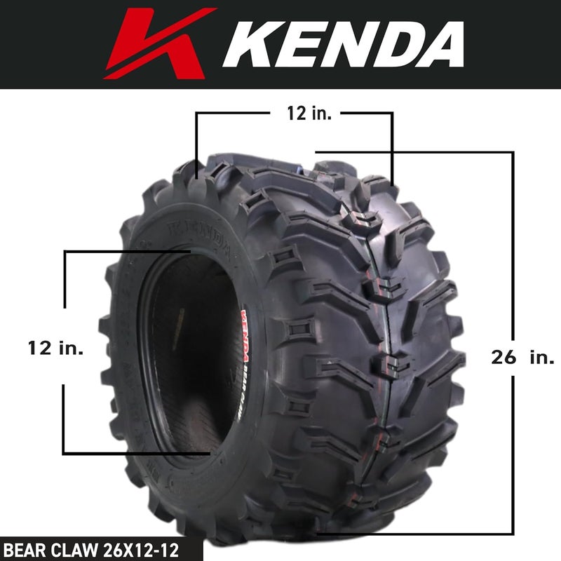 KENDA إطارات بيركلو K299-26x12-12 الأمامية أو الخلفية لجميع التضاريس (ATV)، UTV، والمركبات الجانبية (SxS) - 6 طبقات - بير كلوا 26x12x12 مع سلسلة مفاتيح (4-pack) - Image 2